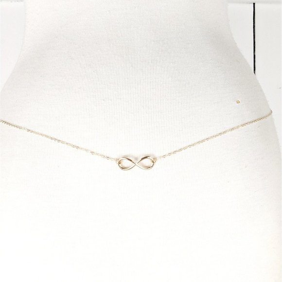 Gold metal infinity symbol chain link dainty lightweight skinny belly chain belt - Picture 1 of 4